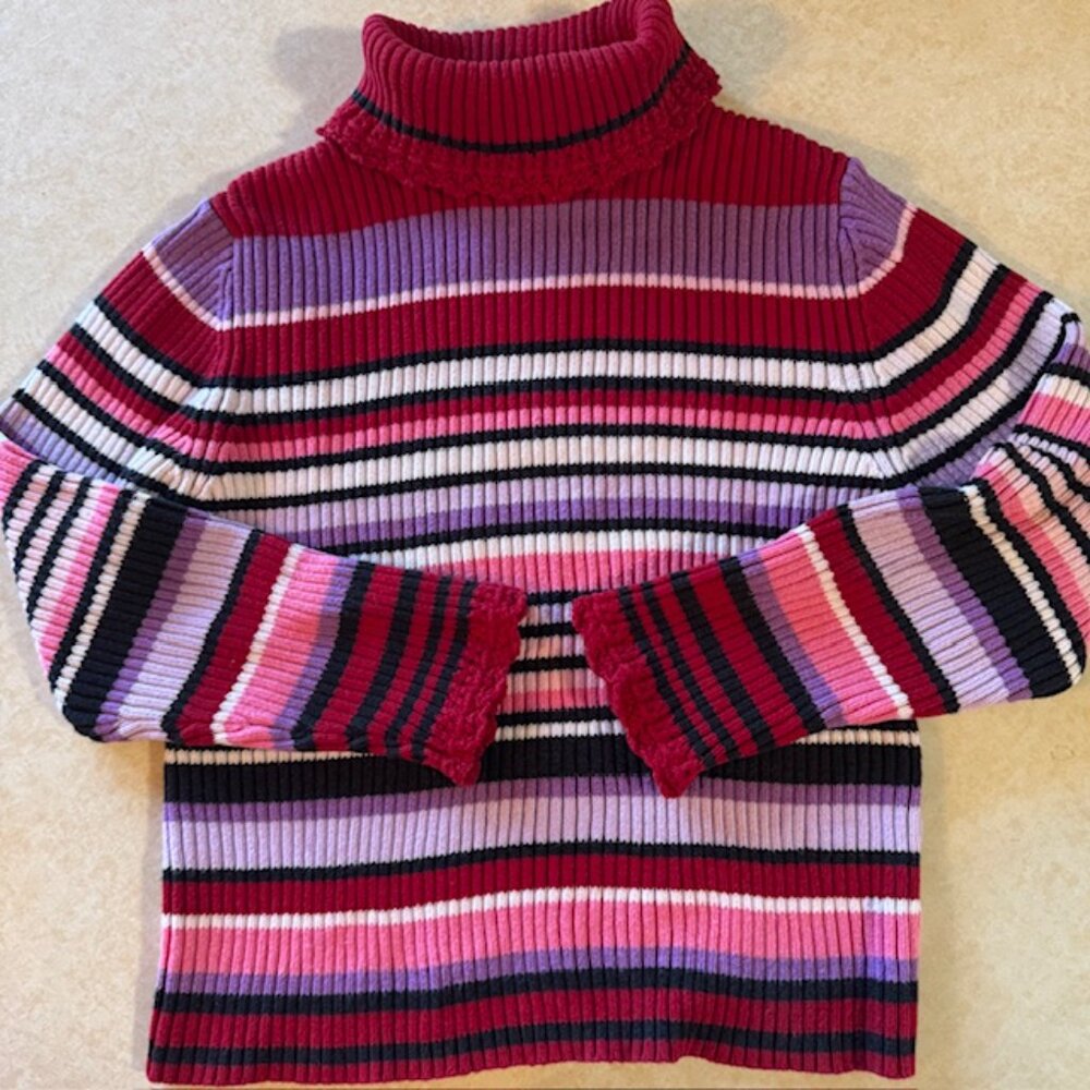 Friends Red Pink Purple Striped Sweater sz 6x